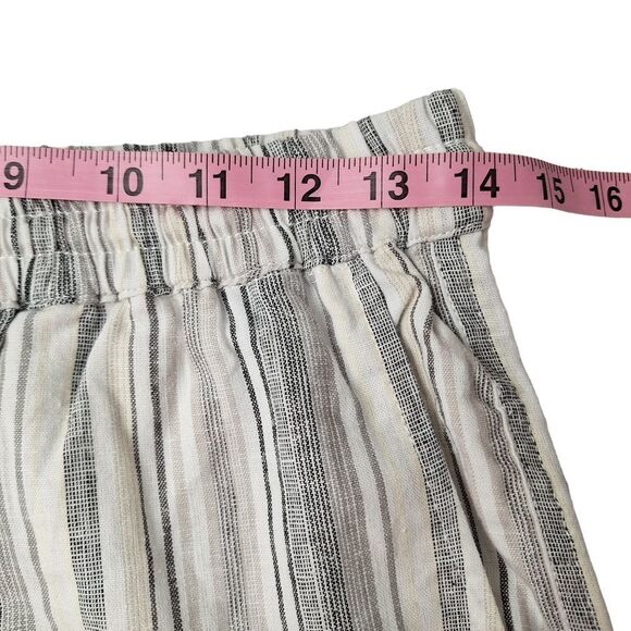 beachlunchlounge Margot Small Linen Cotton Striped Wide Leg Cropped Pant Pockets - Picture 6 of 13